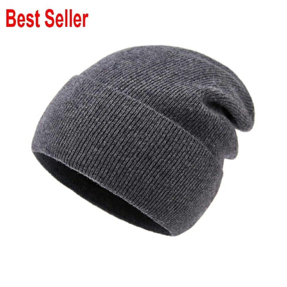 Merino Wool Beanie Fleece Lined Ribbed Knit Winter Hat Classic Fit Unisex
